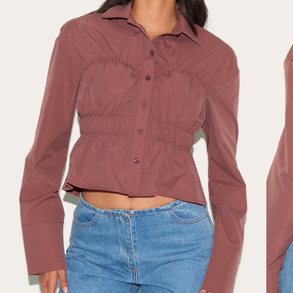 PrettyLittleThing Dusty Rose Button-Down Shirt